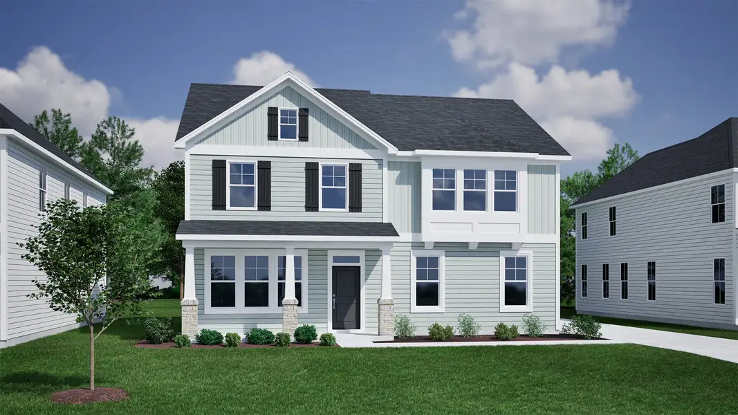 Representative exterior photo of a completed home built from the Edisto - Vanguard Collection by Mungo Homes in Scotts Hill Village, Wilmington, NC (Image 13).