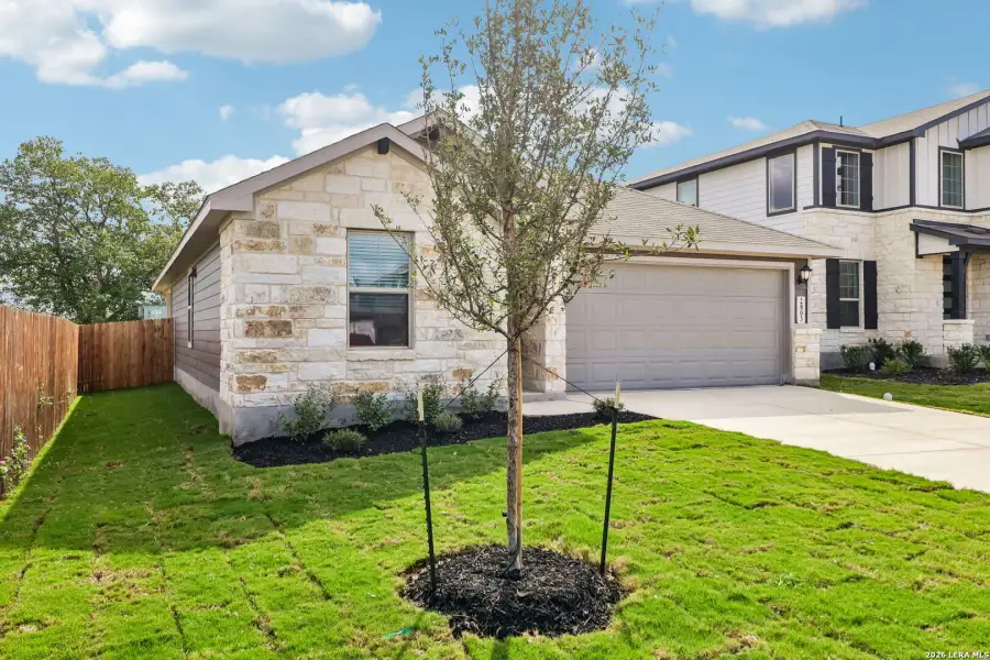 Front exterior of a new home in Catalina, Converse, TX, highlighting curb appeal (Image 24). Front exterior of a new home in Catalina, Converse, TX, highlighting curb appeal (Image 24).