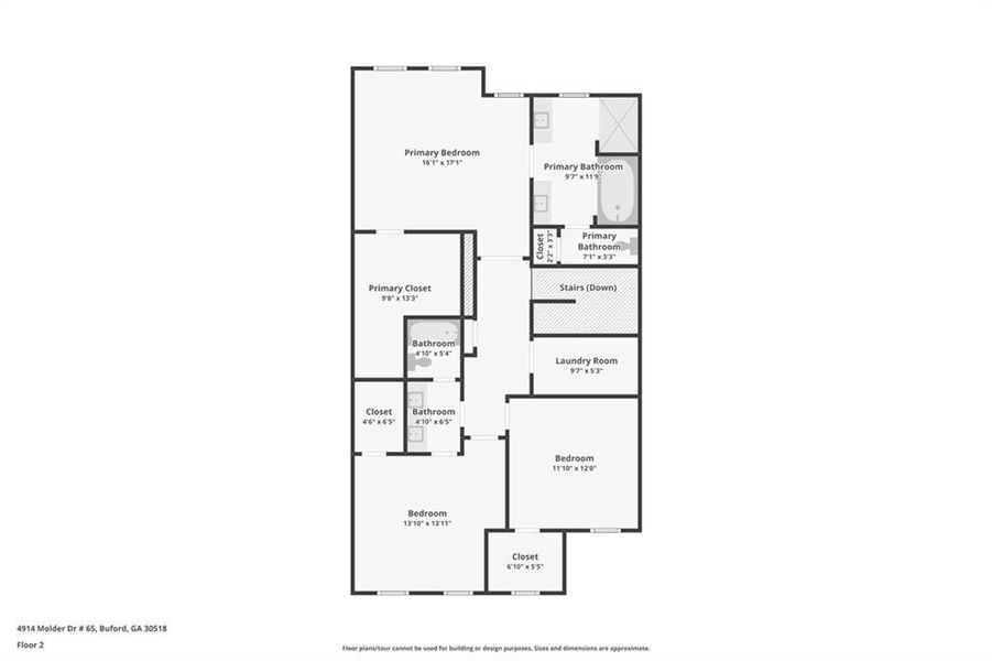2D floor plan layout of this home in , Buford, GA (Image 6).