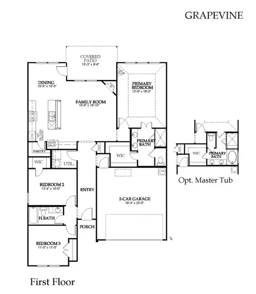 2D floor plan layout for the Grapevine by Windsor Homes in Anna Town Square, Anna, TX (Image 3).