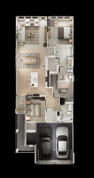 2D floor plan layout for the Abeline by Tri Pointe Homes in Prairie Collection at The Meadows, Krum, TX (Image 4).
