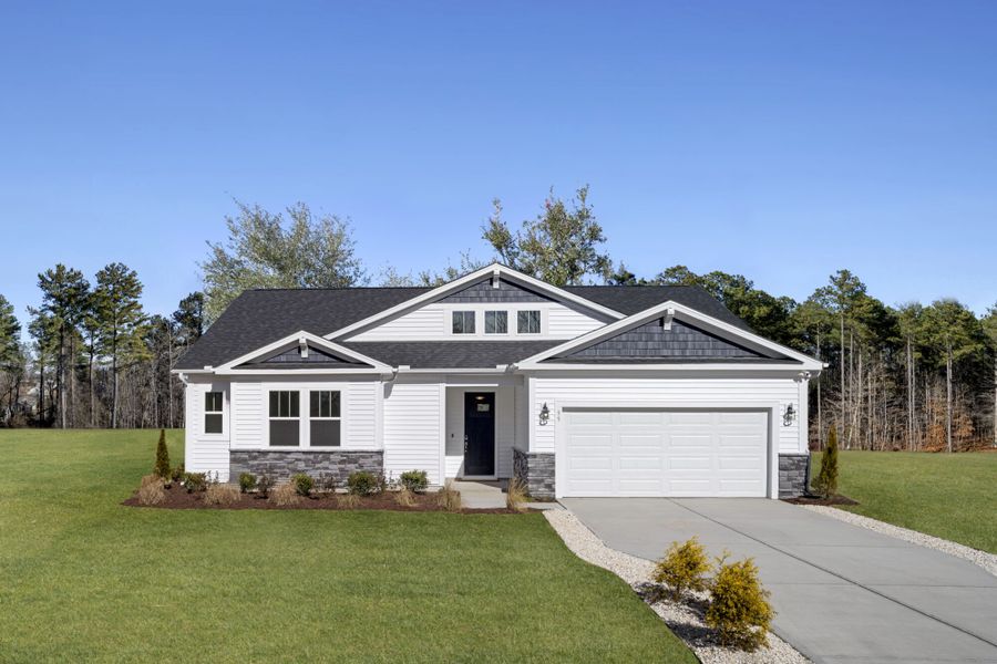 Representative exterior photo of a completed home built from the Allegheny by Mattamy Homes in Riverfall, Angier, NC (Image 20).