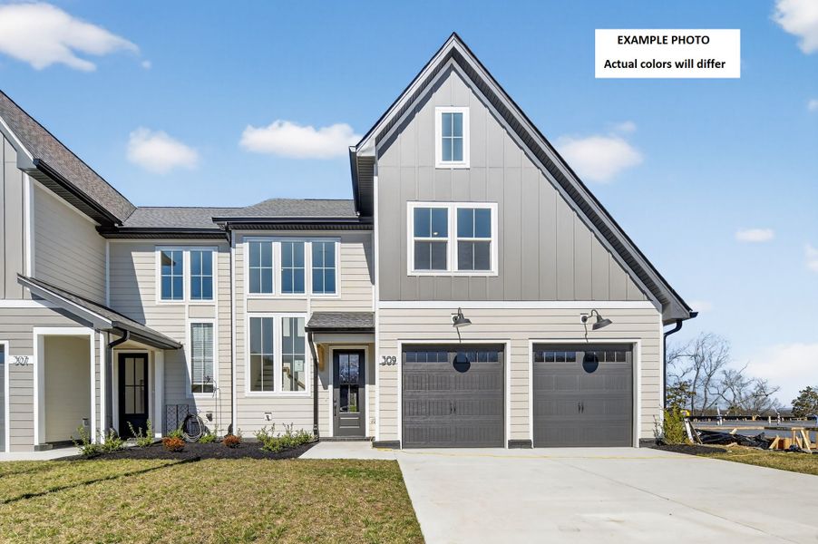 Front exterior of a new home in Tiger Hill Townhomes, Murfreesboro, TN, highlighting curb appeal (Image 10). Front exterior of a new home in Tiger Hill Townhomes, Murfreesboro, TN, highlighting curb appeal (Image 10).