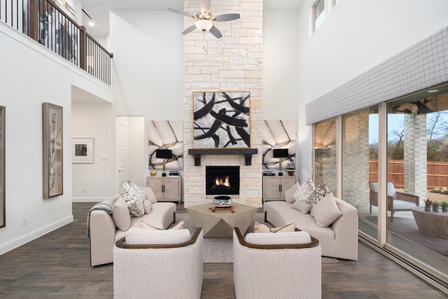 Representative furnished interior of a home built from the Kirby by UnionMain Homes in Lake Breeze, Lavon (Image 42).