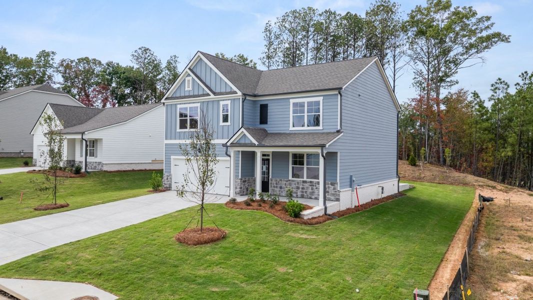 Representative exterior photo of a completed home built from the Hayden by D.R. Horton in Liberty Crossing, Braselton, GA (Image 19).