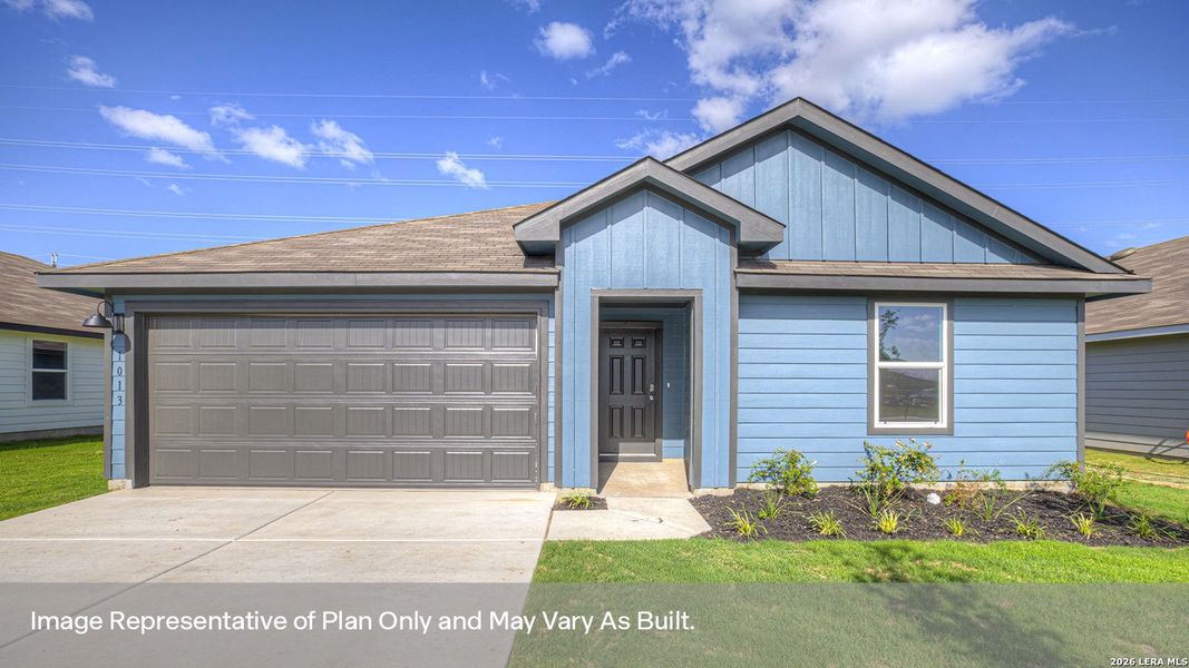 Front exterior of a new home in Swenson Heights, Seguin, TX, highlighting curb appeal (Image 1). Front exterior of a new home in Swenson Heights, Seguin, TX, highlighting curb appeal (Image 1).