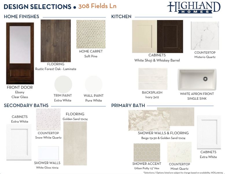 Sample of building materials used in homes in Woodforest Townhomes, Montgomery (Image 26).