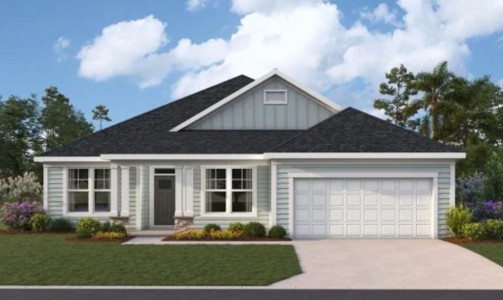 Representative exterior photo of a completed home built from the Dahlia by Fischer Homes in Breakfast Point East, Panama City Beach, FL (Image 4).