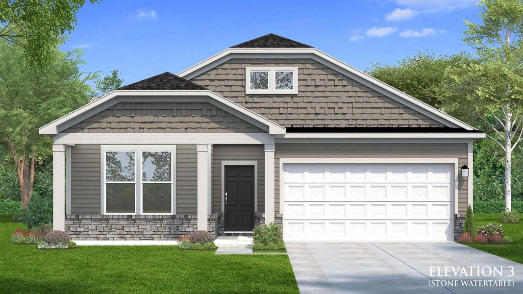 Representative exterior photo of a completed home built from the Chelsea by DRB Homes in Mason Glenn, Franklinton, NC (Image 12).