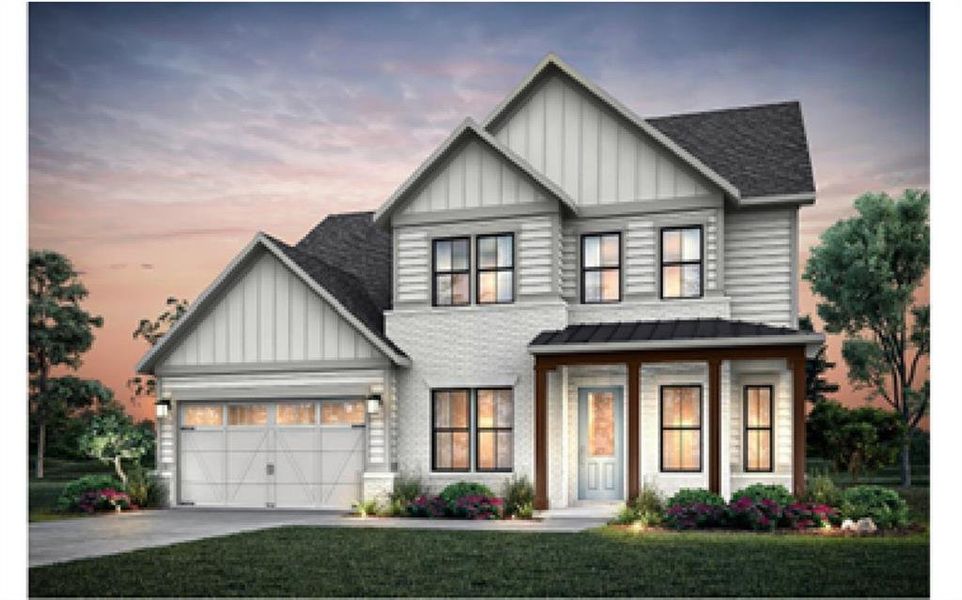 Front exterior of a new home in Silverwood, Cumming, GA, highlighting curb appeal (Image 1).