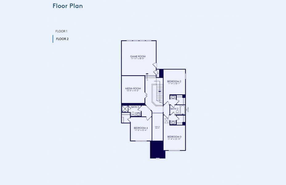 2D floor plan layout of this home in Bluffview Reserve, Leander, TX (Image 6).