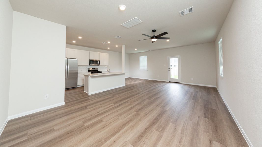 Family Room to Kitchen and Dining Area