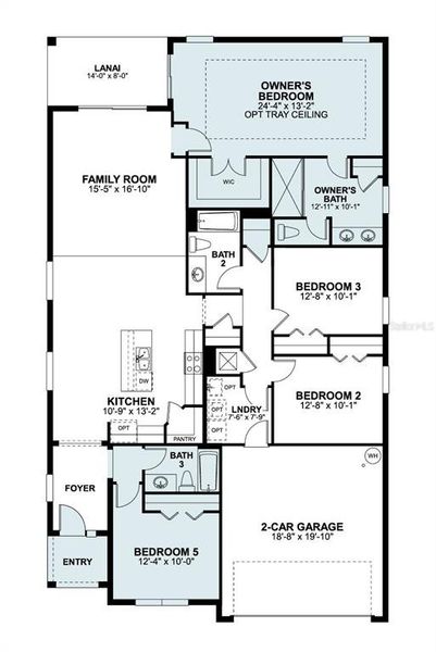 2D floor plan layout of this home in Bay Lake Farms, St. Cloud, FL (Image 4).
