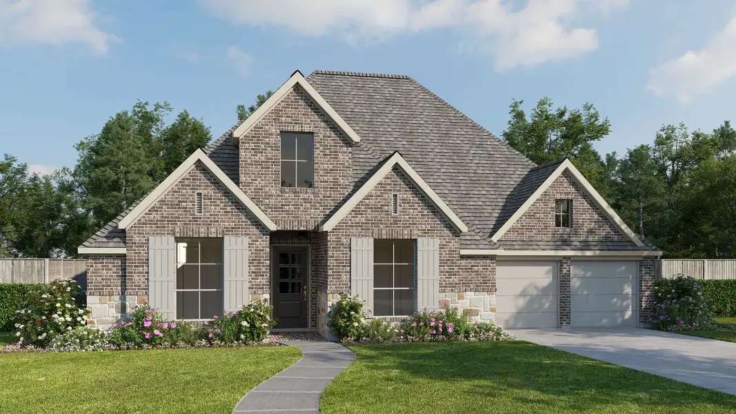 Representative exterior photo of a completed home built from the 3430W by Perry Homes in Briarley, Montgomery, TX (Image 7). Representative exterior photo of a completed home built from the 3430W by Perry Homes in Briarley, Montgomery, TX (Image 7).
