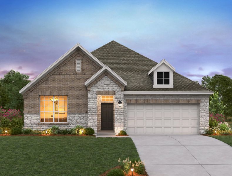 Representative exterior photo of a completed home built from the Cheyenne II by Ashton Woods in The Colony 50s, Bastrop, TX (Image 2).