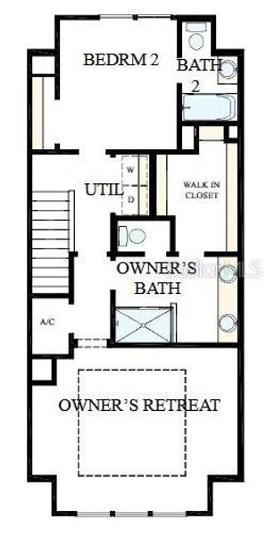 2D floor plan layout of this home in Apex at Seminole Heights, Tampa, FL (Image 4).