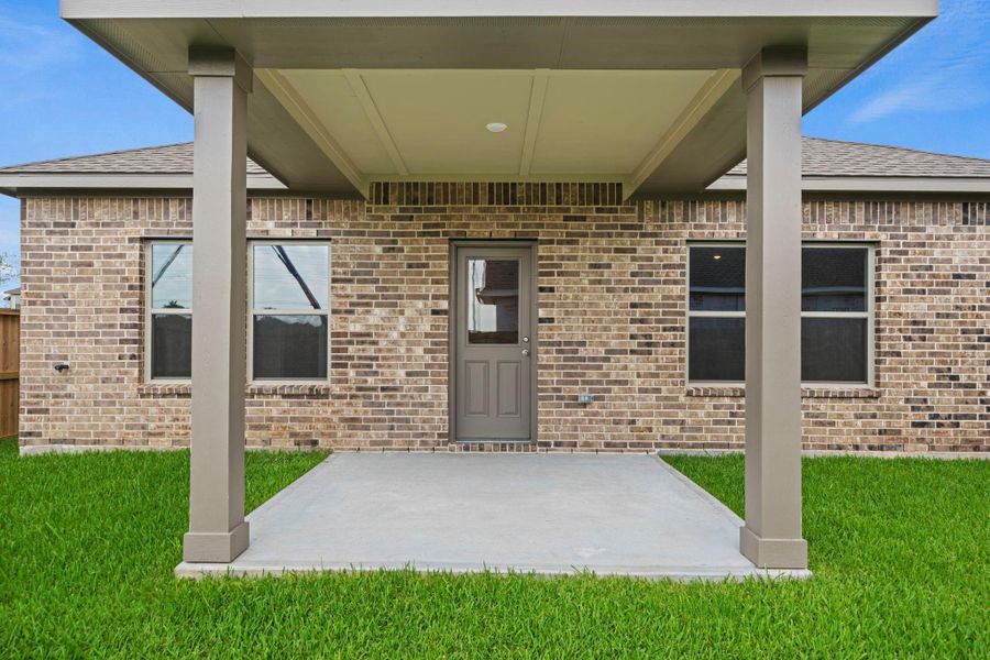 Exterior details and patio area of a home in Windrose Green, Angleton (Image 3). Exterior details and patio area of a home in Windrose Green, Angleton (Image 3).