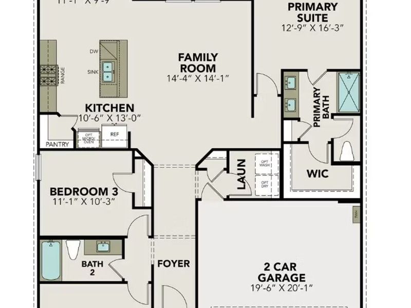 2D floor plan layout of this home in Horizon Pointe, Converse, TX (Image 3).