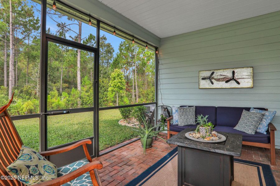 Exterior details and patio area of a home in Tributary: Lakeview at Tributary 50's, Yulee (Image 2).