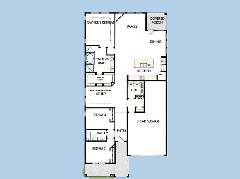 2D floor plan layout for the The Jasmine by David Weekley Homes in Two Step Farm 50', Montgomery, TX (Image 3).