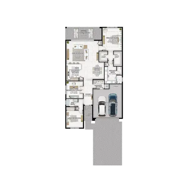 2D floor plan layout of this home in Apex at Avenir, Palm Beach Gardens, FL (Image 1).
