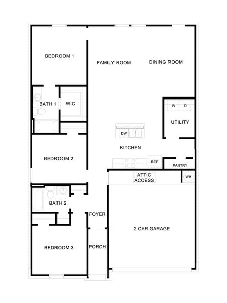 2D floor plan layout for the The Anderson by D.R. Horton in Swenson Heights, Seguin, TX (Image 3). 2D floor plan layout for the The Anderson by D.R. Horton in Swenson Heights, Seguin, TX (Image 3).