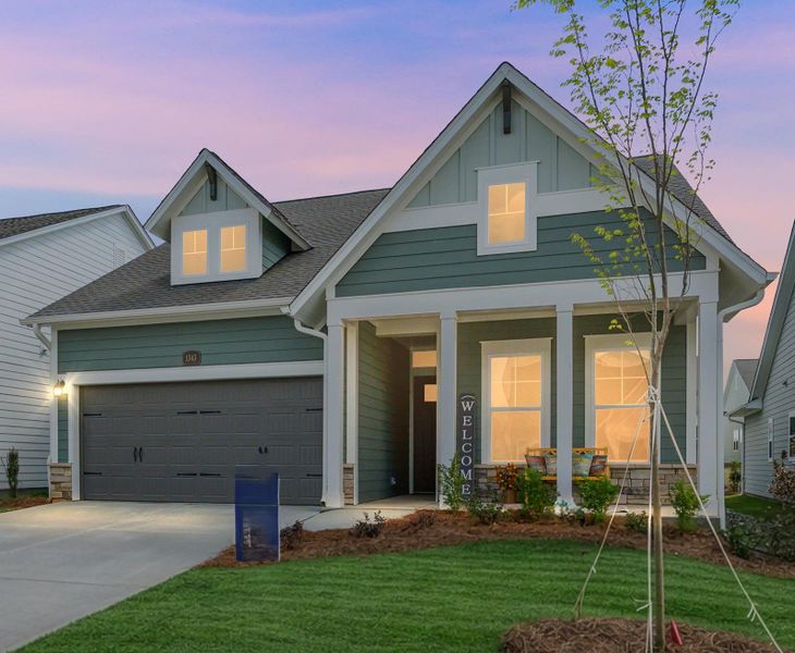 Front exterior of a new home in Encore at Streamside - Classic Series, Waxhaw, NC, highlighting curb appeal (Image 2). Front exterior of a new home in Encore at Streamside - Classic Series, Waxhaw, NC, highlighting curb appeal (Image 2).