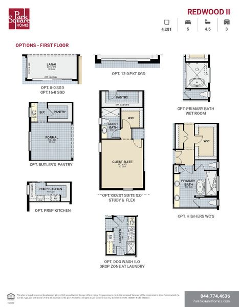 2D floor plan layout for the Redwood II by Park Square Residential in The Sanctuary at Seaire, Parrish, FL (Image 4).