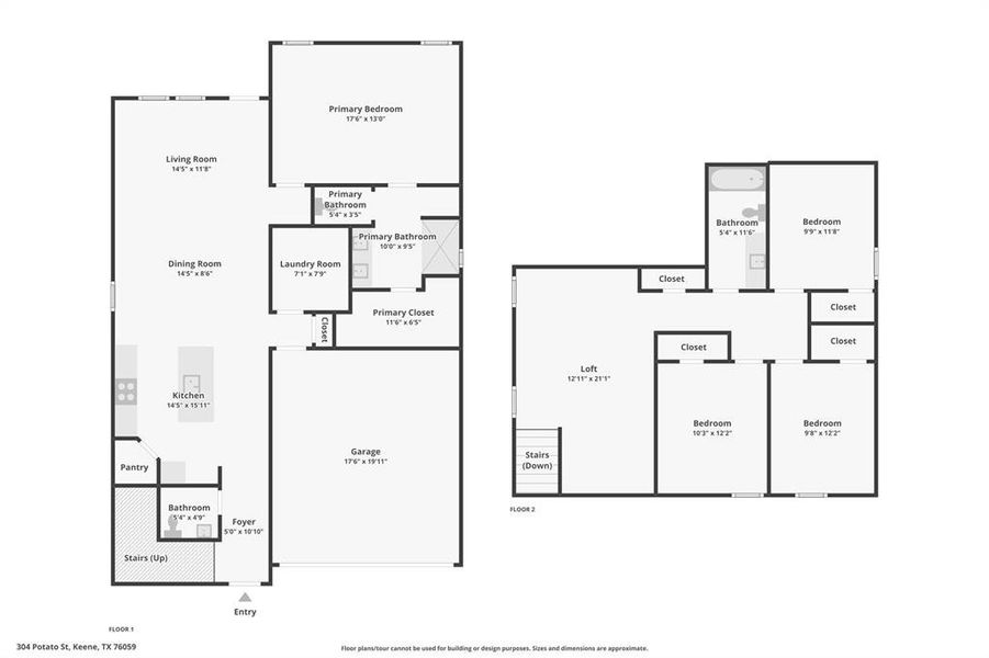 2D floor plan layout of this home in The Canyons, Keene, TX (Image 6).