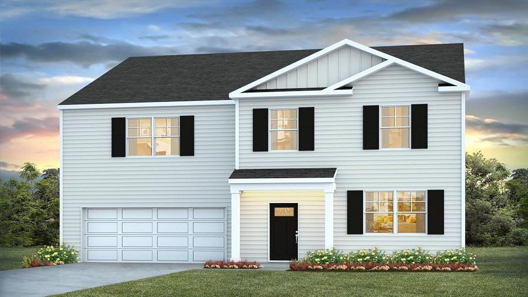 Front exterior of a new home in The Garrison, Ladson, SC, highlighting curb appeal (Image 1). Front exterior of a new home in The Garrison, Ladson, SC, highlighting curb appeal (Image 1).