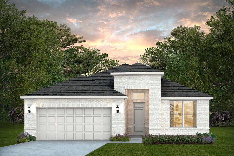 Front exterior of a new home in Sun City Texas, Georgetown, TX, highlighting curb appeal (Image 19).