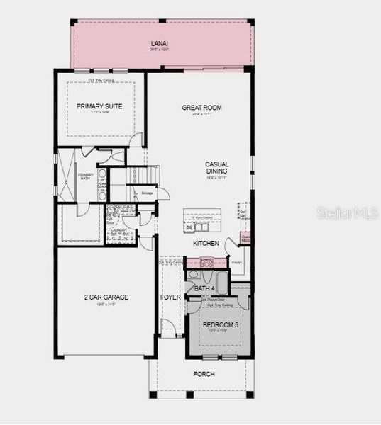 Structural options added include: tray ceiling package, gourmet kitchen, main floor secondary bedroom with a full bath close by, extended covered lanai, door to the laundry room from the primary closet, whole house impact windows, and pocket sliding glass door at the great room. Structural options added include: tray ceiling package, gourmet kitchen, main floor secondary bedroom with a full bath close by, extended covered lanai, door to the laundry room from the primary closet, whole house impact windows, and pocket sliding glass door at the great room.