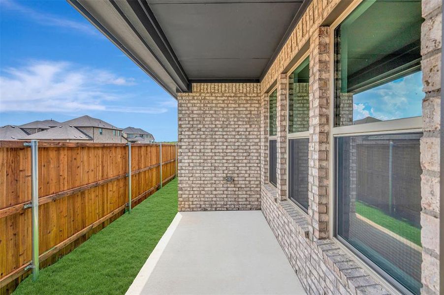 Exterior details and patio area of a home in Lilybrooke at Legacy Hills, Celina (Image 27). Exterior details and patio area of a home in Lilybrooke at Legacy Hills, Celina (Image 27).