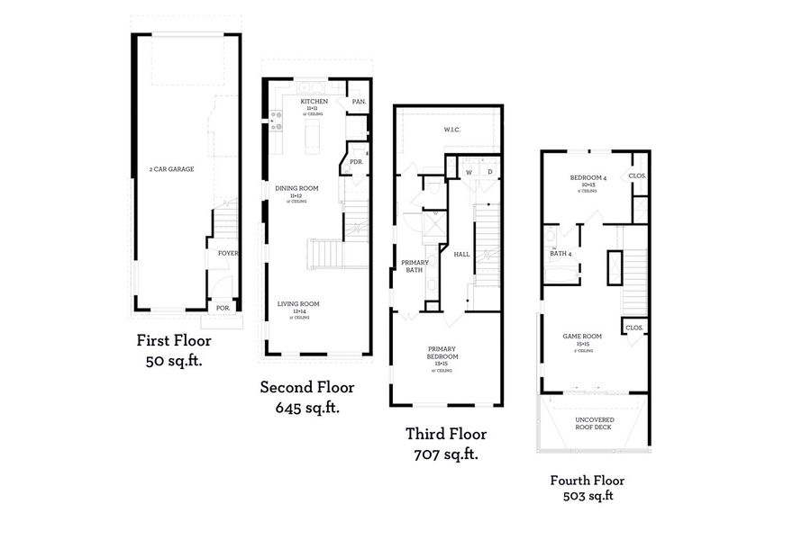 2D floor plan layout of this home in Commerce Row, Houston, TX (Image 2). 2D floor plan layout of this home in Commerce Row, Houston, TX (Image 2).