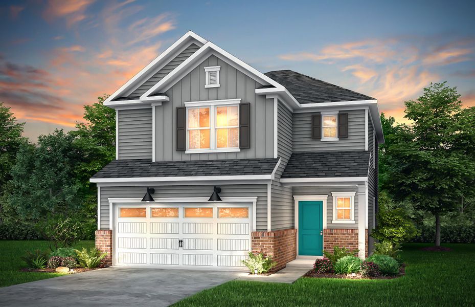 Front exterior of a new home in Parkside Crossing, Charlotte, NC, highlighting curb appeal (Image 20).