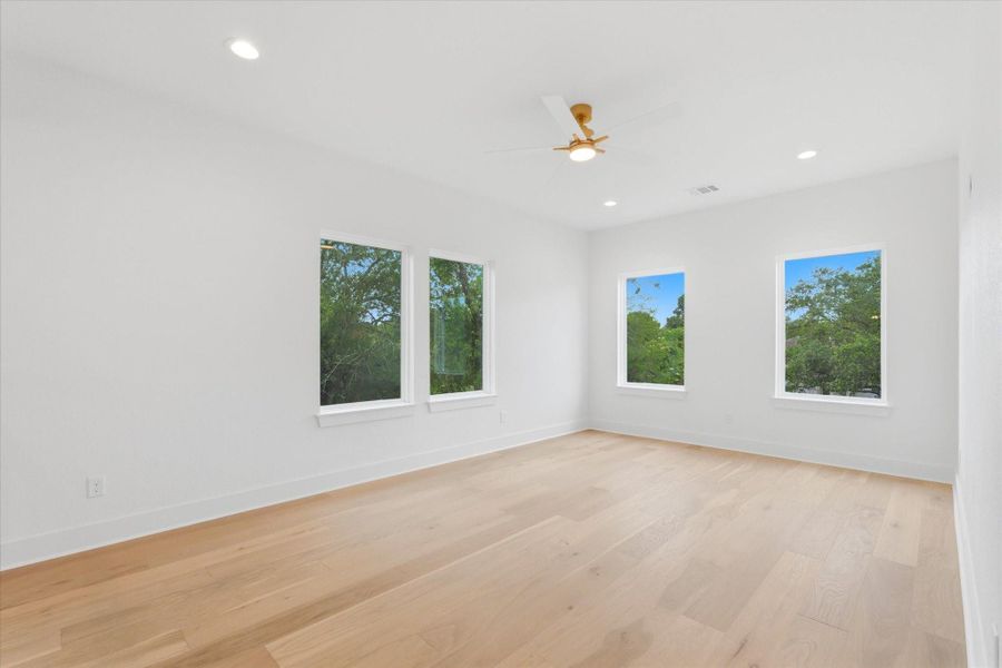 The upstairs loft offers a flexible bonus space that can be styled to fit your lifestyle, whether you envision a game room, media room, work-from-home area, or a dedicated homework station with desks for the kids.