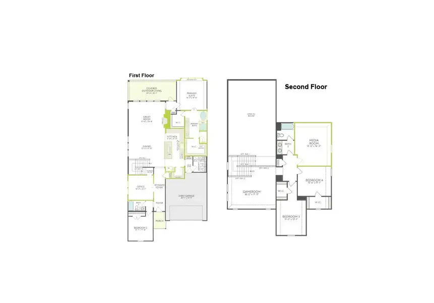 2D floor plan layout of this home in Union Park, Little Elm, TX (Image 3).