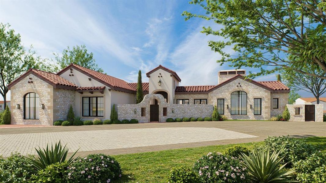 Front exterior of a new home in , Westlake, TX, highlighting curb appeal (Image 1). Front exterior of a new home in , Westlake, TX, highlighting curb appeal (Image 1).