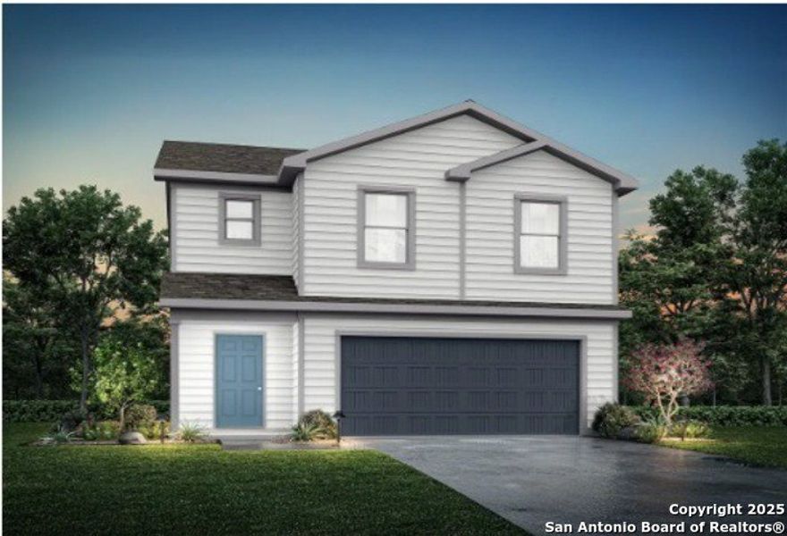 Front exterior of a new home in Las Colinas, Kenedy, TX, highlighting curb appeal (Image 1). Front exterior of a new home in Las Colinas, Kenedy, TX, highlighting curb appeal (Image 1).