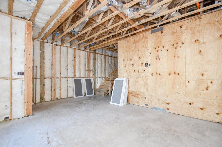 Lots of insulation, and shear walls throughout this home.  Structural Engineering at it's finest.