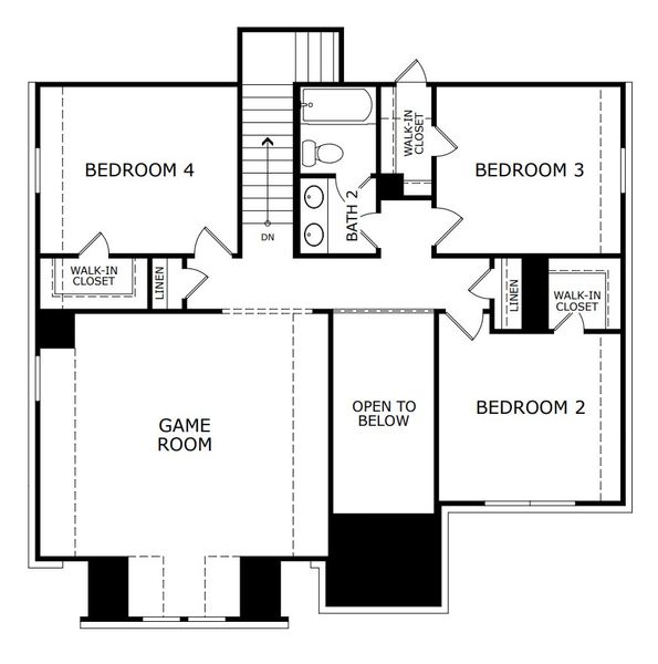 2D floor plan layout for the Concept 2844 by Risewell Homes in Hunters Ridge, Crowley, TX (Image 5).