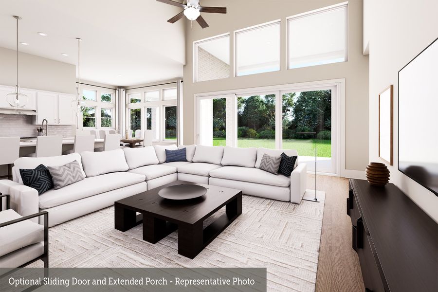 The Delgado - Family Room - Optional Sliding Door and Extended Porch The Delgado - Family Room - Optional Sliding Door and Extended Porch