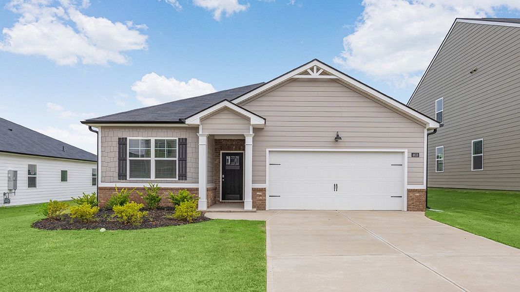Front exterior of a new home in Highland Hills, Graniteville, SC, highlighting curb appeal (Image 1). Front exterior of a new home in Highland Hills, Graniteville, SC, highlighting curb appeal (Image 1).
