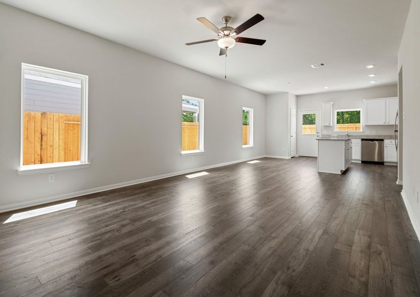 Spacious family room perfect for hosting