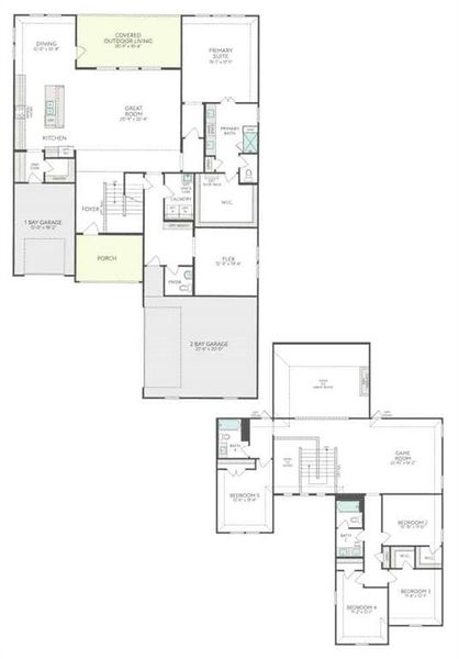 2D floor plan layout of this home in Inspiration Collection at View at the Reserve, Mansfield, TX (Image 3).