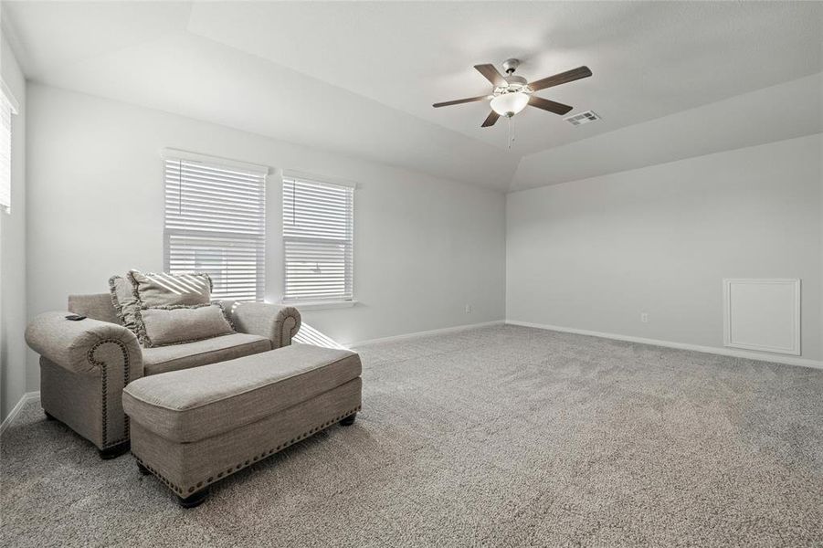 Second Living Room Upstairs with Ceiling Fan.