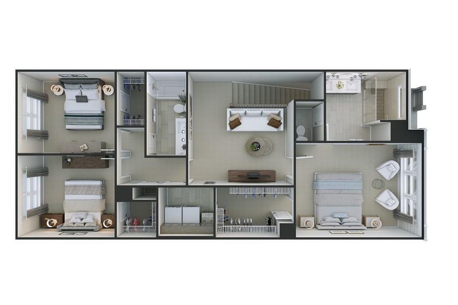 Forest Lake Townes Plan 1 Floor Plan Rendering