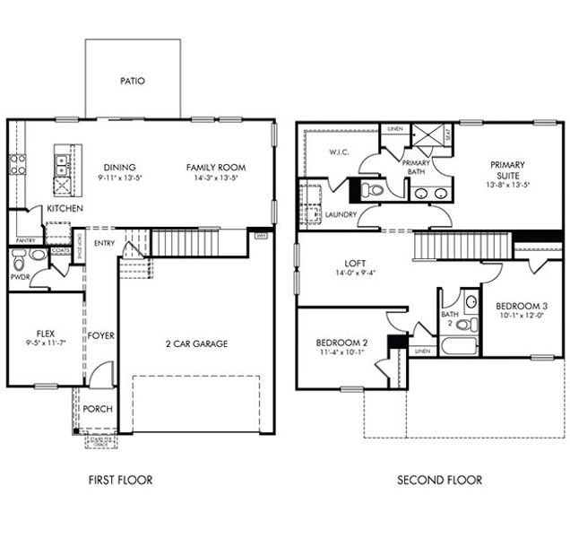 2D floor plan layout of this home in Oxford Station, Salisbury, NC (Image 2). 2D floor plan layout of this home in Oxford Station, Salisbury, NC (Image 2).