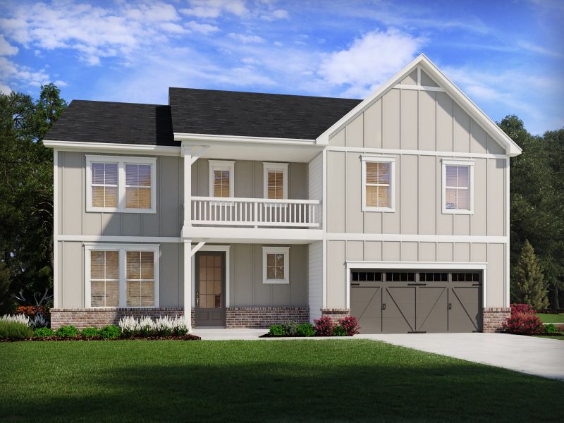 Representative exterior photo of a completed home built from the Orchard Park Basement by Meritage Homes in Vines at Mill Creek - Legacy Series, Braselton, GA (Image 1).