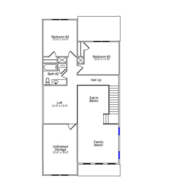 2D floor plan layout of this home in Ovation at Sweetbrier, Durham, NC (Image 4).